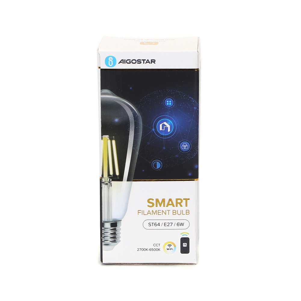 Lampadina Led a Filamento Smart ST64 E27 6W WiFi CCT luce regolabile e dimmerabile Aigostar - Foto 4