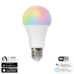 Foto principale Lampadina Led Smart A60 E27 9W WiFi RGB CCT luce regolabile e dimmerabile Aigostar