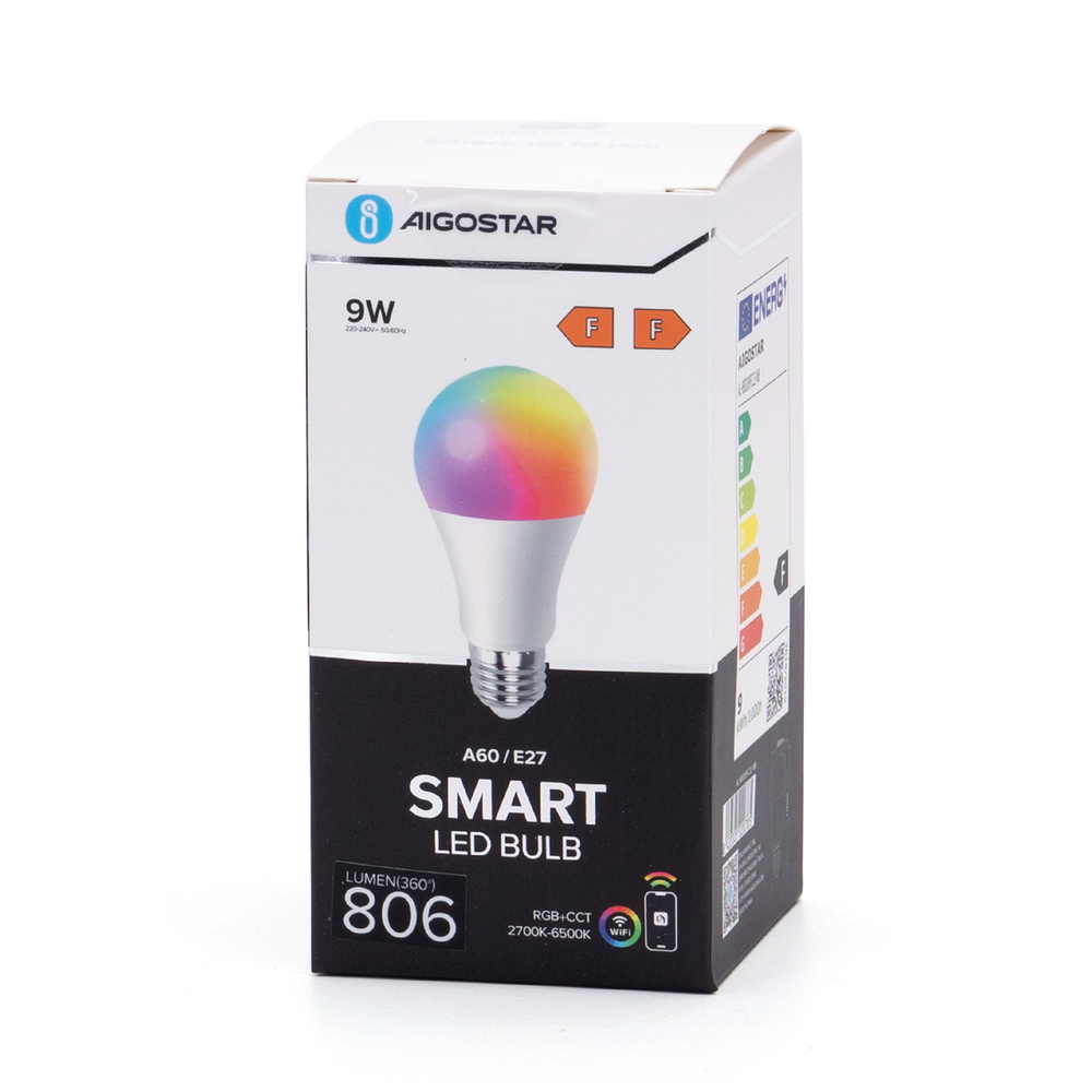 Lampadina Led Smart A60 E27 9W WiFi RGB CCT luce regolabile e dimmerabile Aigostar - Foto 5