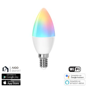 Foto principale Lampadina Led Smart C37 6,5W WiFi RGB CCT luce regolabile e dimmerabile Aigostar