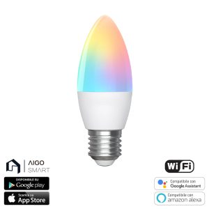 Foto principale Lampadina Led Smart C37 E27 6,5W WiFi RGB CCT luce regolabile e dimmerabile Aigostar