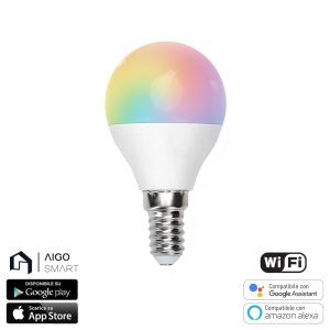 Foto principale Lampadina Led Smart G45 E14 6,5W WiFi RGB CCT luce regolabile e dimmerabile Aigostar