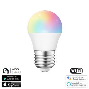 Foto principale Lampadina Led Smart G45 E27 6,5W WiFi RGB CCT luce regolabile e dimmerabile Aigostar