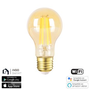 Foto principale Lampadina Led Vintage a Filamento Smart A60 E27 6W WiFi CCT luce regolabile e dimmerabile Aigostar