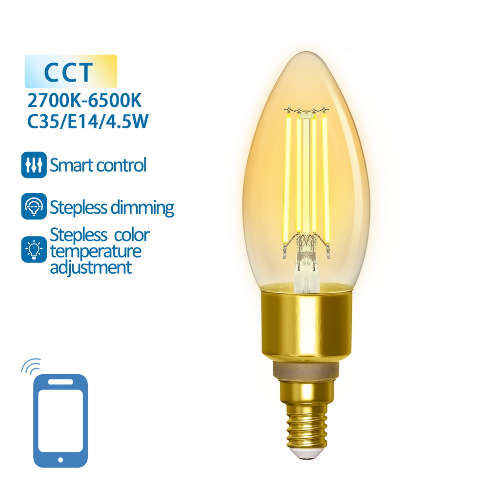 Lampadina Led Vintage a Filamento Smart C35 E14 4,5W WiFi CCT luce  regolabile e dimmerabile Aigostar 