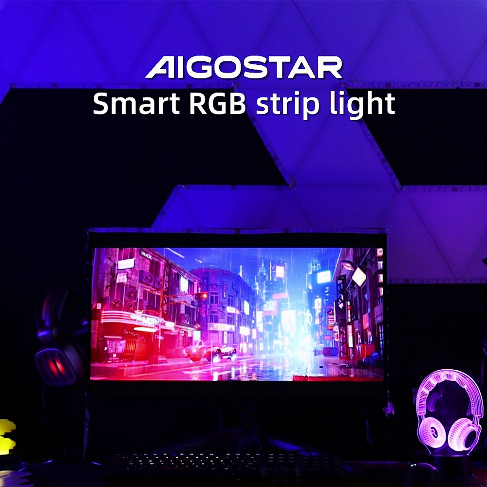 Striscia Led Smart 12V 36W 2×5 metri WiFi RGB luce regolabile e dimmerabile con telecomando Aigostar - Foto 5