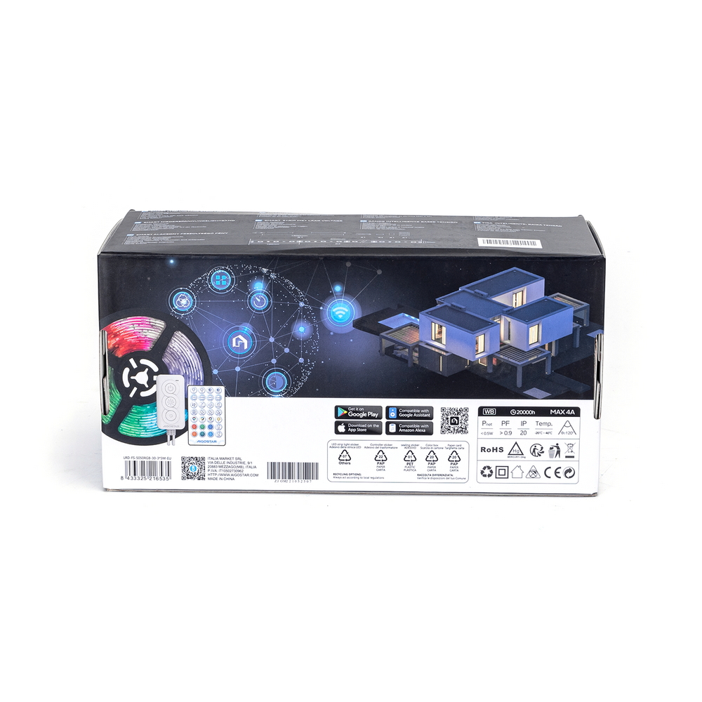 Striscia Led Smart 12V 48W 3×5 metri WiFi RGB luce regolabile e dimmerabile con telecomando Aigostar - Foto 7