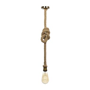 Foto principale Lampadario da soffitto Single Rope Canapa Ottone 1 x E27 Novaline