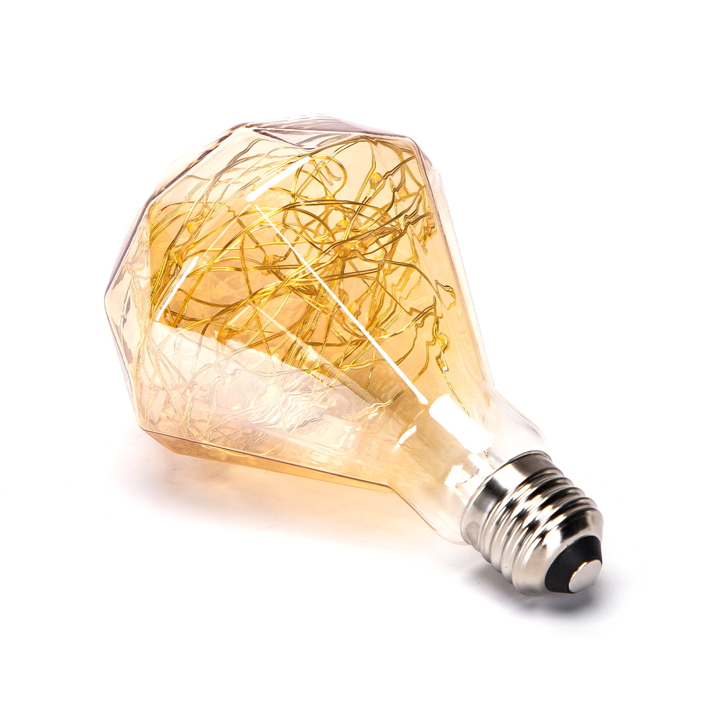 Lampadina Led Diamante Filo di rame E27 D95 1,2W decorativa Bianco caldo 2500K Aigostar - Foto 1