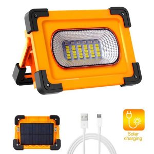 Foto principale Faro Led da lavoro portatile 30W Power bank Nero e giallo Alimentazione a batteria e pannello solare IP66 Bianco freddo 6000K Dimmerabile M LEDME