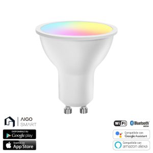 Foto principale Faretto Led Smart GU10 6.5W Bluetooth Mesh RGB CCT luce regolabile e dimmerabile Aigostar