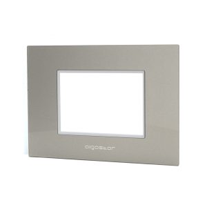 Foto principale Placca 3 moduli 503 in vetro grigia compatibile anche con BTicino Livinglight