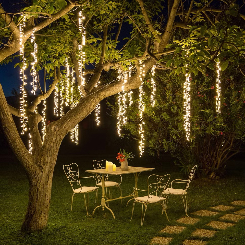 Luci antipioggia per pioggia di meteori, luci natalizie a caduta di 8 tubi da 11.8 pollici, luci antipioggia per esterni, decorazioni natalizie per l'albero di nozze di natale