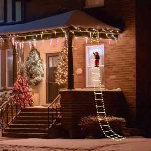 Scala LED Con Babbo Natale 125cm – Decorazione Natalizia Con 8 Luci E Timer, Alimentazione USB, Impermeabile IP54 - 2