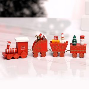 Foto principale Trenino decorativo in legno con 3 carrelli di colore rosso e bianco Wisdom
