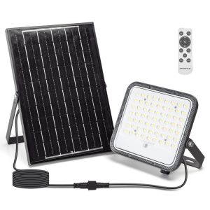 Foto principale Faro Led 100W Grigio con pannello solare IP66 CCT temperatura colore regolabile Dimmerabile con telecomando e con sensore crepuscolare Aigostar