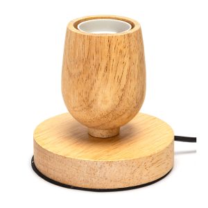 Foto principale Portalampada da tavolo Cilindro con base in legno E27 100×100 mm Aigostar