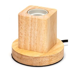 Foto principale Portalampada da tavolo Cubo con base in legno E27 100×90 mm Aigostar