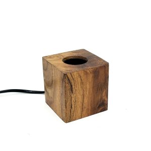 Foto principale Portalampada da tavolo Cubo in legno artigianale E27 75×75 mm LedLedITALIA
