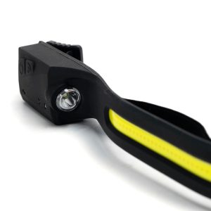 Torcia Led frontale regolabile Nera e gialla IP20 con sensore di movimento ricaricabile Bianco freddo 6500K Aigostar