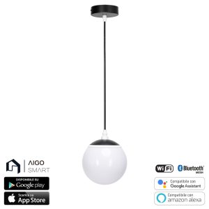 Foto principale Lampadario da soffitto Sfera 8W Smart Bluetooth CCT + RGB illuminazione Led regolabile con telecomando Aigostar