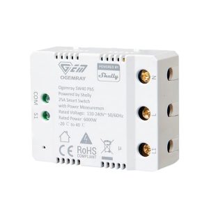 Foto principale Shelly Ogemray 25A AC Interruttore relè Smart 1 canale Grandi elettrodomestici MAX 6000W monitoraggio consumi WiFi Bluetooth