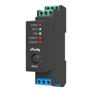 Foto principale Shelly Pro 2 25A AC Interruttore relè Smart su guida DIN 2 canali contatto pulito LAN WiFi Bluetooth