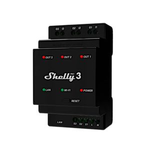 Foto principale Shelly Pro 3 48A AC Interruttore relè Smart su guida DIN 3 canali contatto pulito LAN WiFi Bluetooth