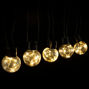 Foto principale Catena luminosa 160 Led decorativa a energia solare 10 metri 20 lampadine a sfera trasparenti Bianco caldo Aigostar