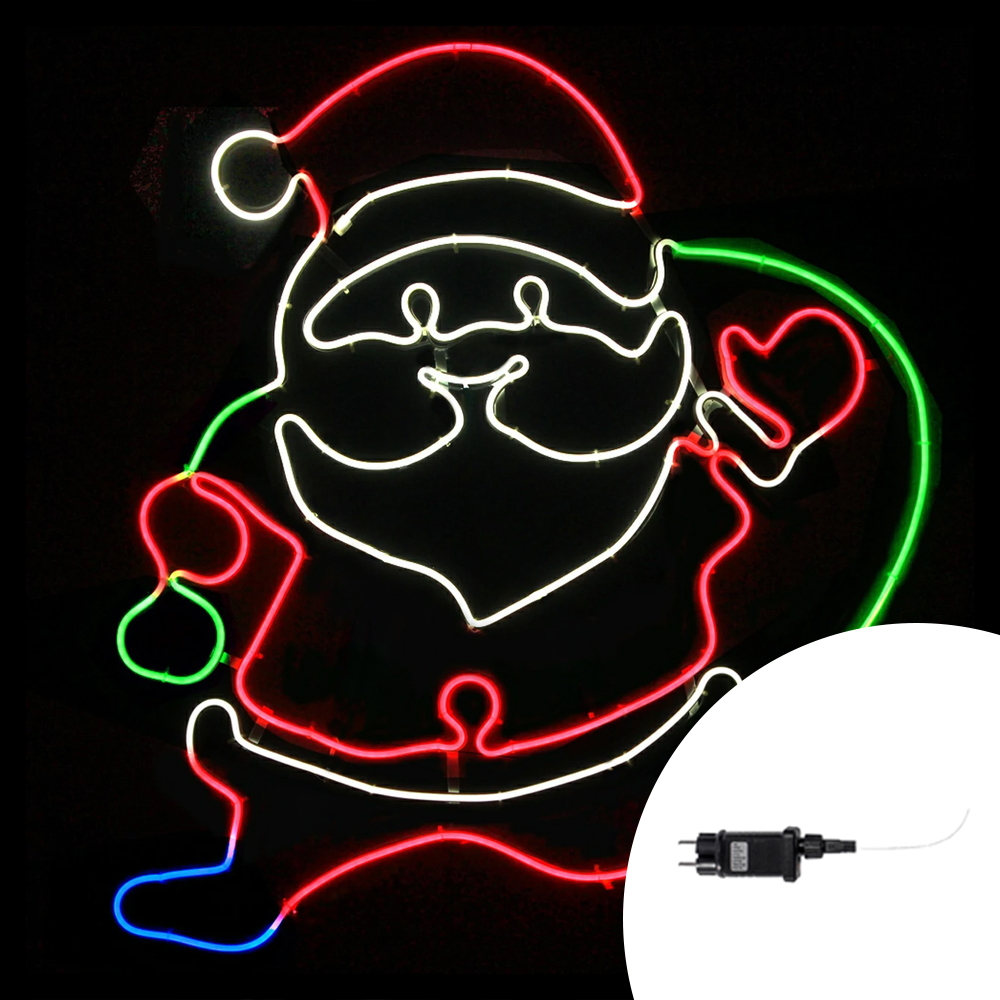 Foto principale Babbo Natale con sacco luminoso da 60cm 960 Led Neon Flex Multicolore da esterno Wisdom