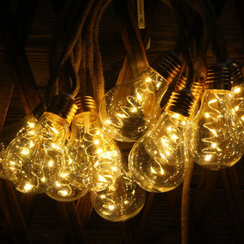 Catena decorata con 10 Lampadine A60 luminose a Led Bianco Caldo 4,5 metri a batteria Wisdom - Foto 1