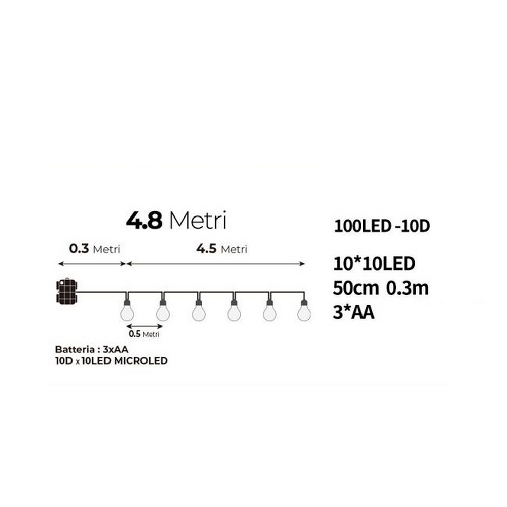 Catena decorata con 10 Lampadine A60 luminose a Led Bianco Caldo 4,5 metri a batteria Wisdom - Foto 2