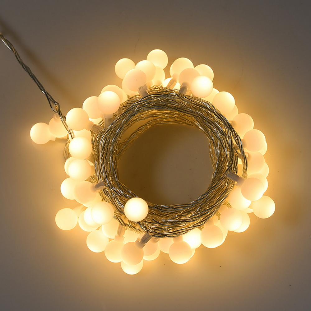Catena decorata con 60 Perle a Led Bianco Caldo 9 metri cavo trasparente a batteria Wisdom - Foto 5