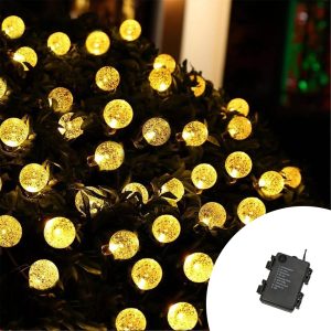 Foto principale Catena decorata con 60 Perle a Led Bianco Caldo 9 metri cavo verde a batteria Wisdom