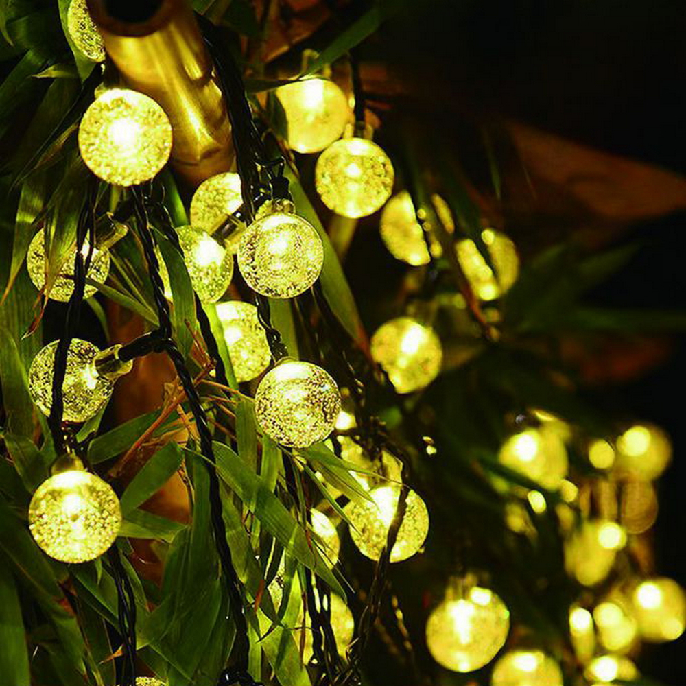 Catena decorata con 60 Perle a Led Bianco Caldo 9 metri cavo verde a batteria Wisdom - Foto 4