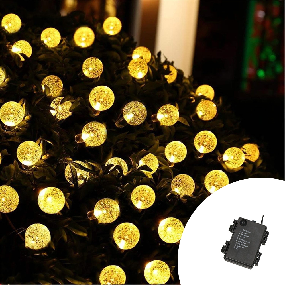 Foto principale Catena decorata con 60 Perle a Led Bianco Caldo 9 metri cavo verde a batteria Wisdom