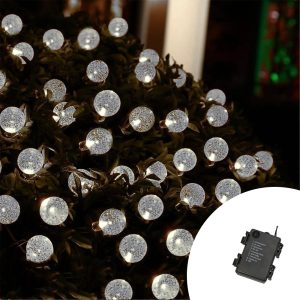 Foto principale Catena decorata con 60 Perle a Led Bianco Freddo 9 metri cavo verde a batteria Wisdom