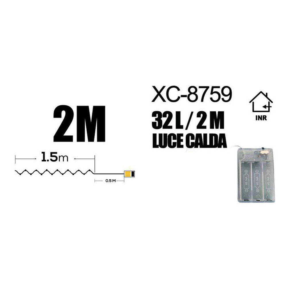 Catena decorata con 8 Sfere luminose a Led Bianco Caldo 2 metri a batteria Wisdom - Foto 2