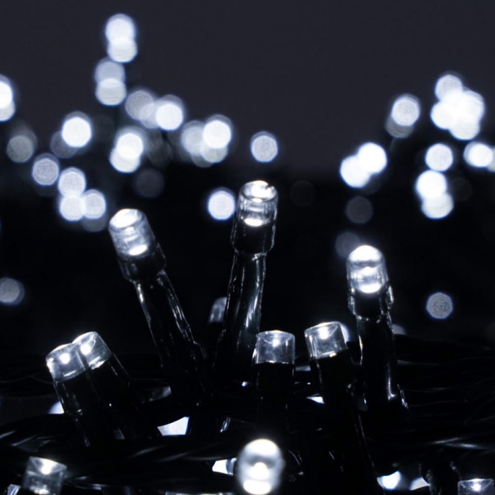 Catena di luci 100 metri da 2000 Led Bianco Freddo con cavo verde Wisdom - Foto 1