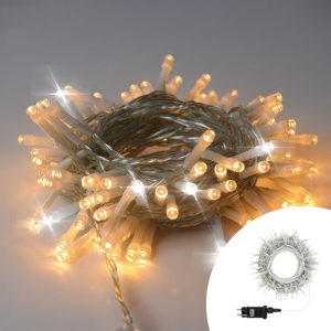 Foto principale Catena di luci 42 metri da 500 Led Bianco Caldo fisso e Bianco Freddo intermittente con cavo trasparente Wisdom