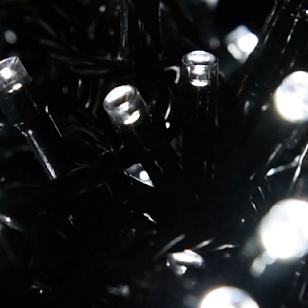 Catena di luci 5 metri da 100 Led Bianco Freddo con cavo verde Wisdom - Foto 6