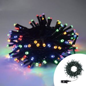 Foto principale Catena di luci 5 metri da 100 Led Multicolore con cavo verde Wisdom