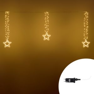 Foto principale Catena di luci con Stelle pendenti 2 metri da 392 Led Bianco Caldo a luce fissa e intermittente Wisdom