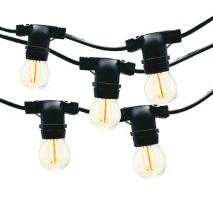 Foto principale Catena di luci lineare 10 metri con 10 lampadine E27 Bianco caldo IP54 Nera Wisdom