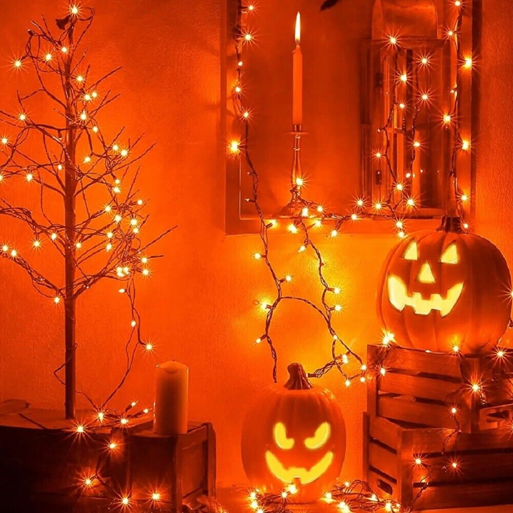 Catena di luci Vintage 10 metri da 100 Led Arancione con cavo verde a batteria Wisdom - Foto 4