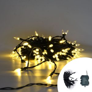 Foto principale Catena di luci Vintage 10 metri da 100 Led Bianco Caldo con cavo verde a batteria Wisdom