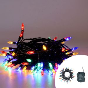 Foto principale Catena di luci Vintage 10 metri da 100 Led Multicolore con cavo verde a batteria Wisdom