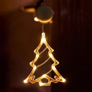 Foto principale Decorazione per finestre Albero di Natale luminoso Led a ciondolo con ventosa Bianco caldo a batteria Wisdom
