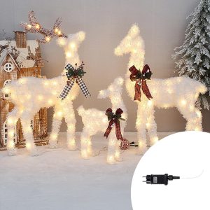 Foto principale Famiglia Renne Natalizie 390 Led da giardino Bianco Caldo fisso 3 pezzi Wisdom