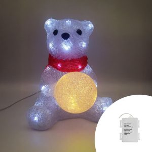 Foto principale Orso polare luminoso 3D 34 Led 22cm in acrilico a batteria Wisdom
